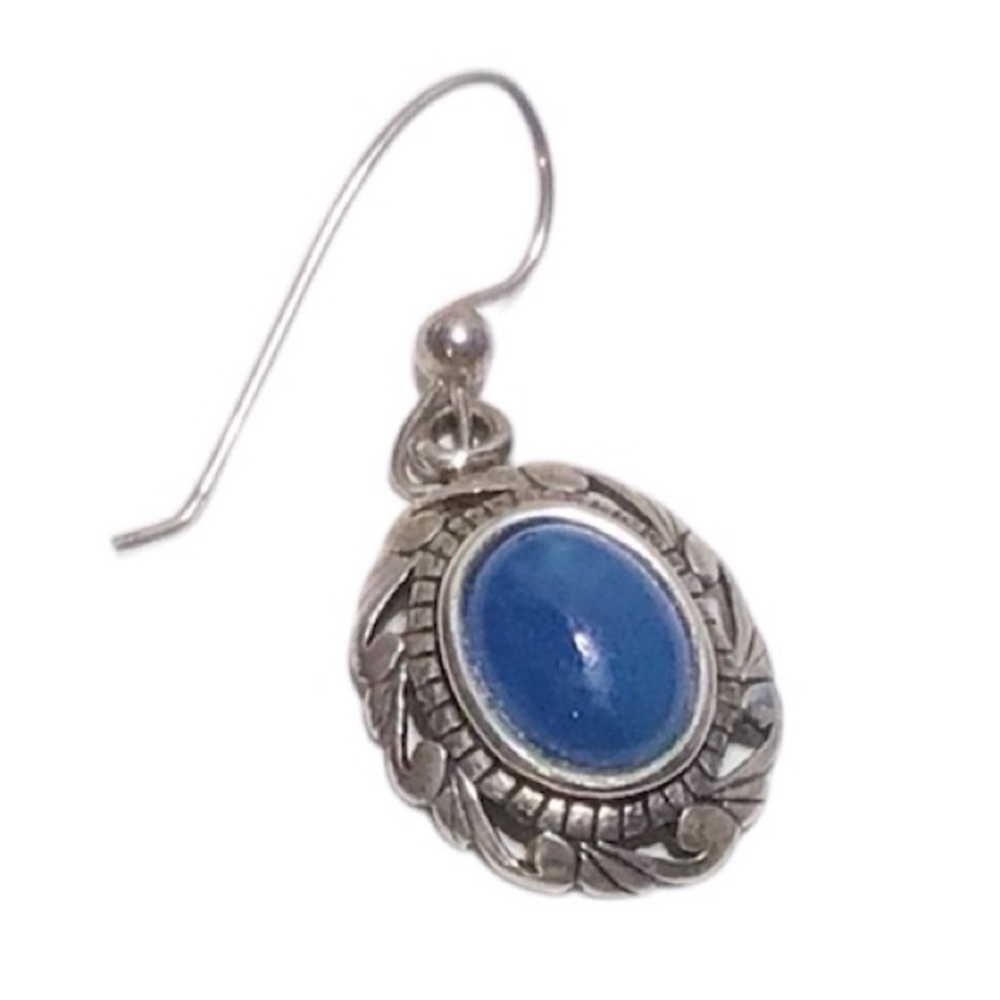 Jolaine Single Silver Earring with (Lapis Lazuli?? )  Blue Stone